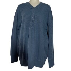 Maurices Womens Blue Long Sleeve Henley Sweatshirt Pullover Top Size XL